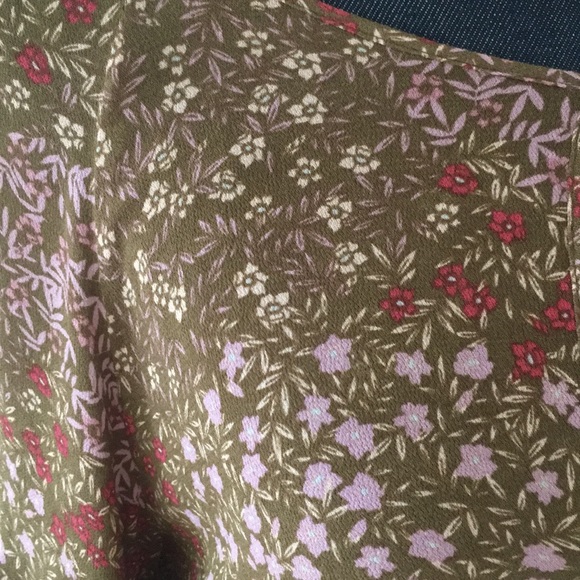 BP Nordstrom cold shoulder top green floral rayon - Picture 6 of 8